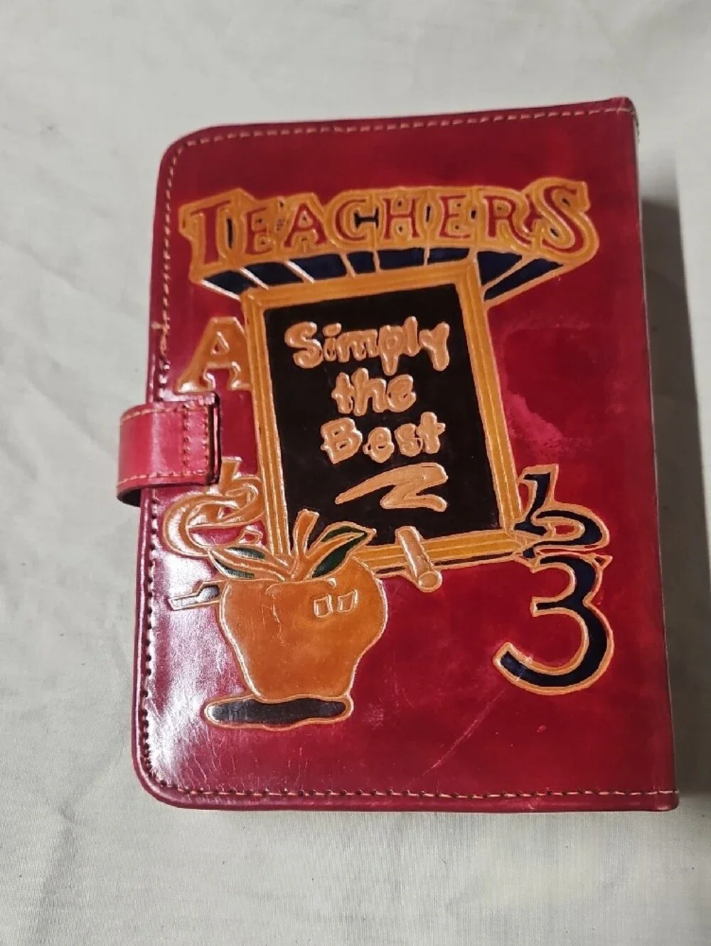 Vintage Teachers Hand-tooled Leather 6-ring Binder Organizer Planner